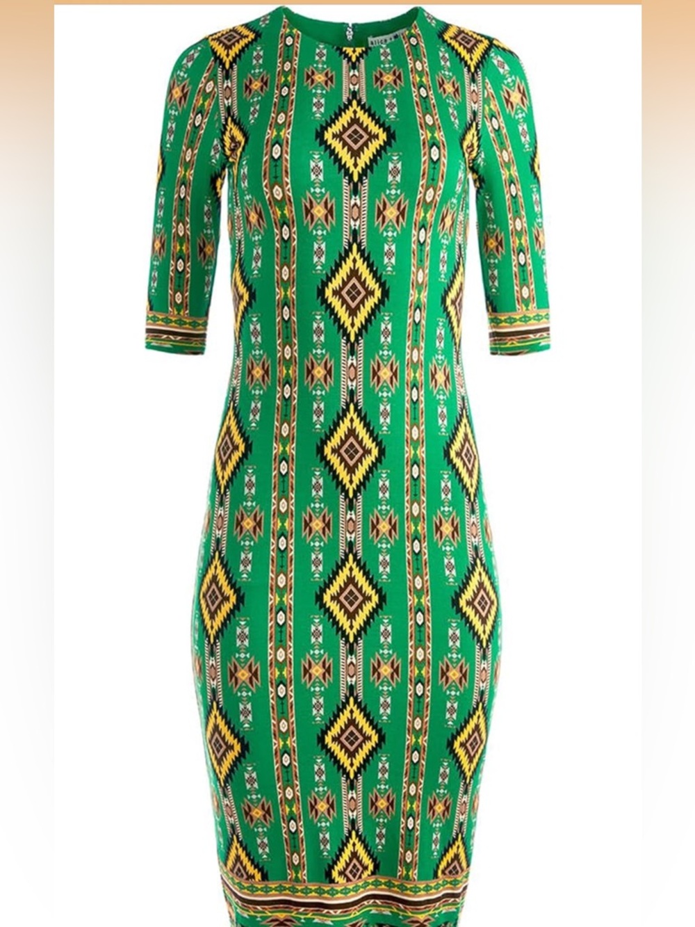 ALICE + OLIVIA Delora Mystic Ikat Sheath Dress Size 12 New With Tags - Picture 3 of 4